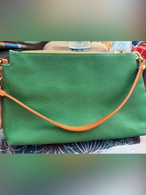 Valentina Double Zip Pebbled Leather Crossbody Bag